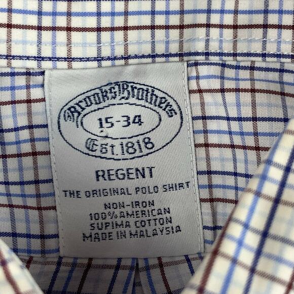 Brooks Brothers Dress Shirt Mens 15-34 Regent Non Iron Supima Grid Check *FLAWS - Picture 5 of 11